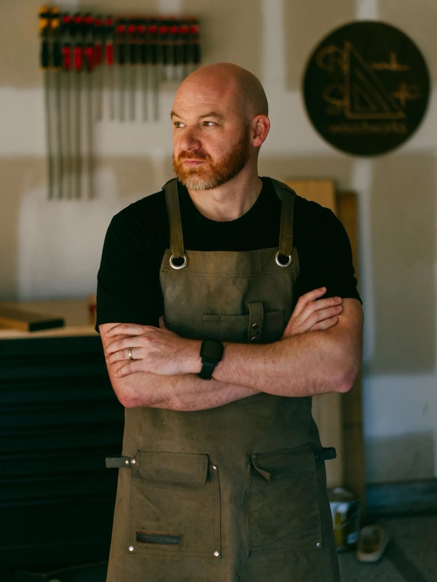 Kyle Svilar, owner of Blank Slate Woodworks, in his workshop